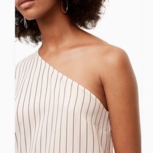 Babaton Pinstripe One Shoulder Top